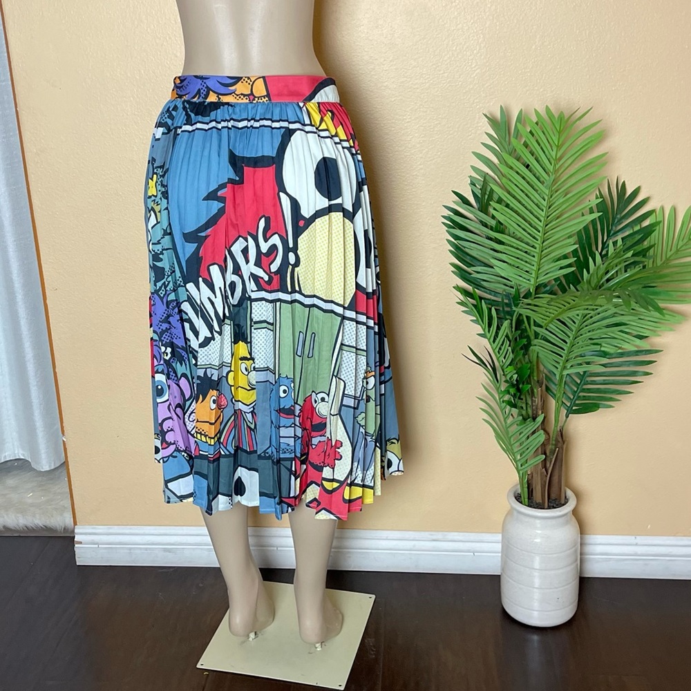 Elmo cartoon print pleated high waist skirt size XL - Picture 2 of 8